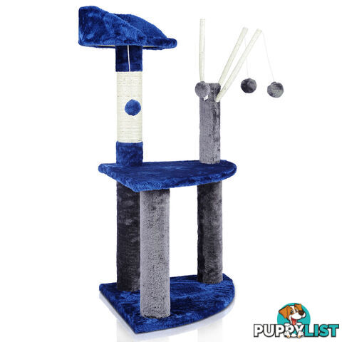 95cm Cat Post Furniture Tree Gym House Condo Kitten Scratching Poles Grey Blue