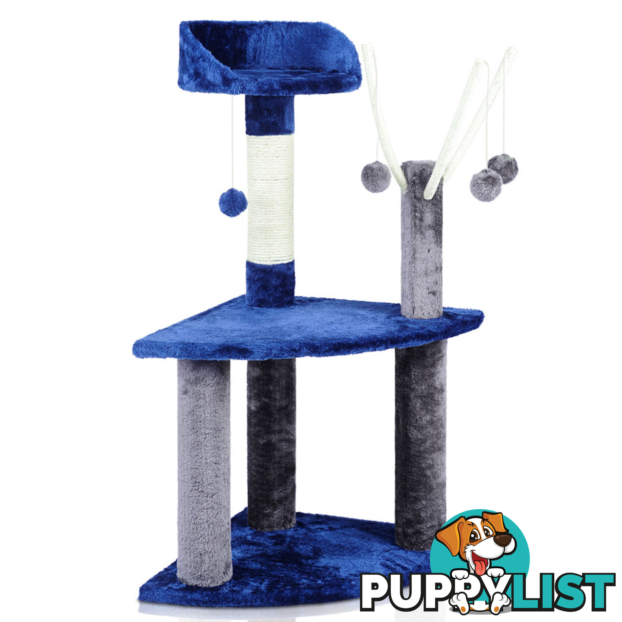 95cm Cat Post Furniture Tree Gym House Condo Kitten Scratching Poles Grey Blue