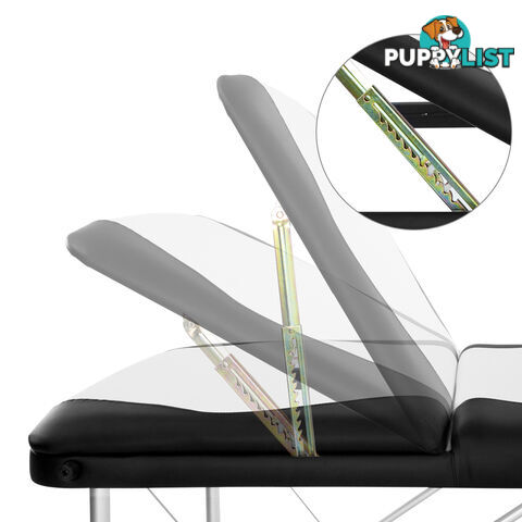 Portable Aluminium 3 Fold Massage Table Beauty Chair Bed Waxing Black White 75cm