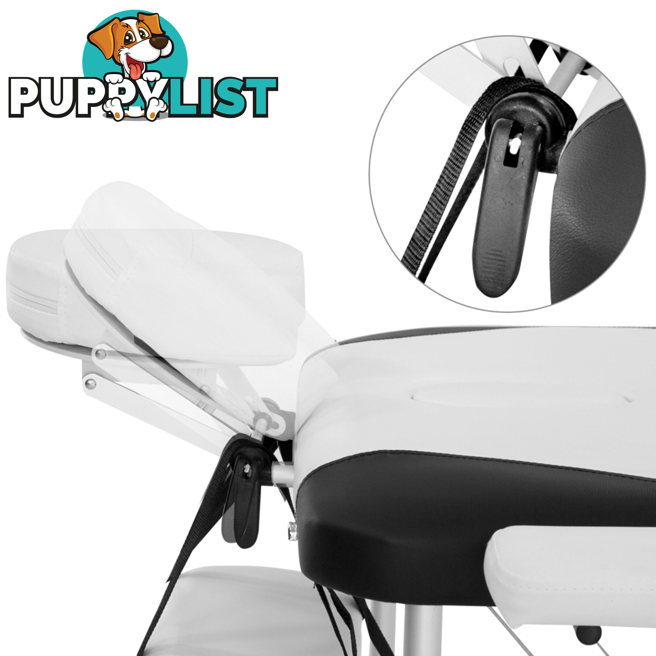 Portable Aluminium 3 Fold Massage Table Beauty Chair Bed Waxing Black White 75cm