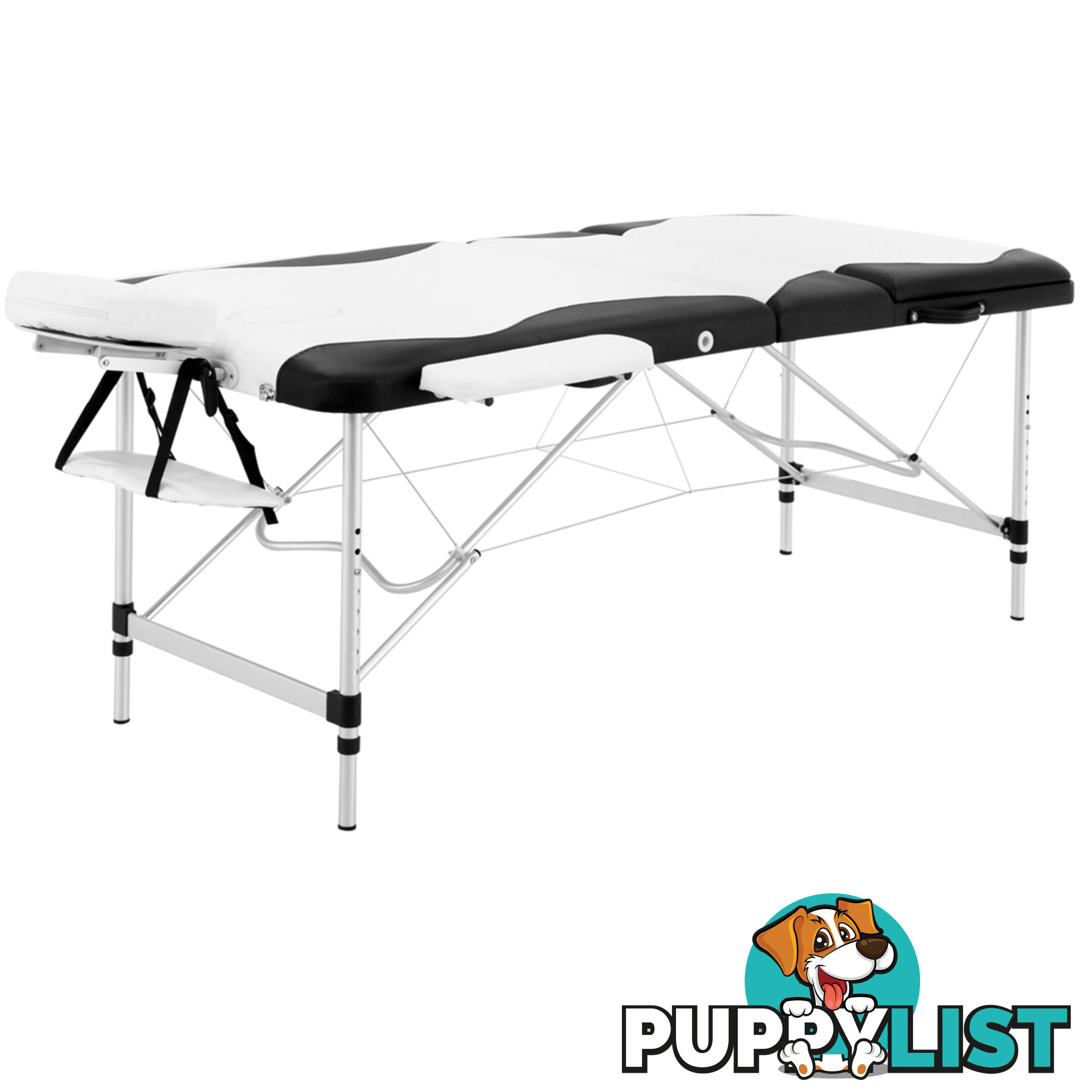 Portable Aluminium 3 Fold Massage Table Beauty Chair Bed Waxing Black White 75cm