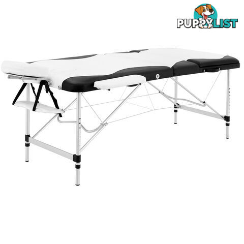 Portable Aluminium 3 Fold Massage Table Beauty Chair Bed Waxing Black White 75cm