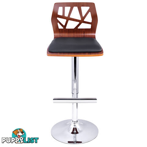 Set of 2 PU Leather Wooden Kitchen Bar Stool Padded Seat Black