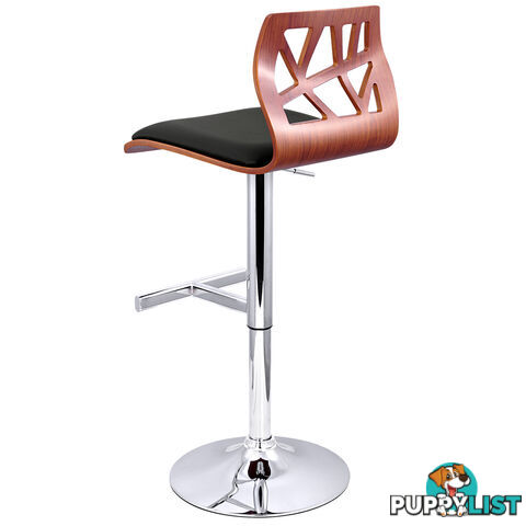 Set of 2 PU Leather Wooden Kitchen Bar Stool Padded Seat Black