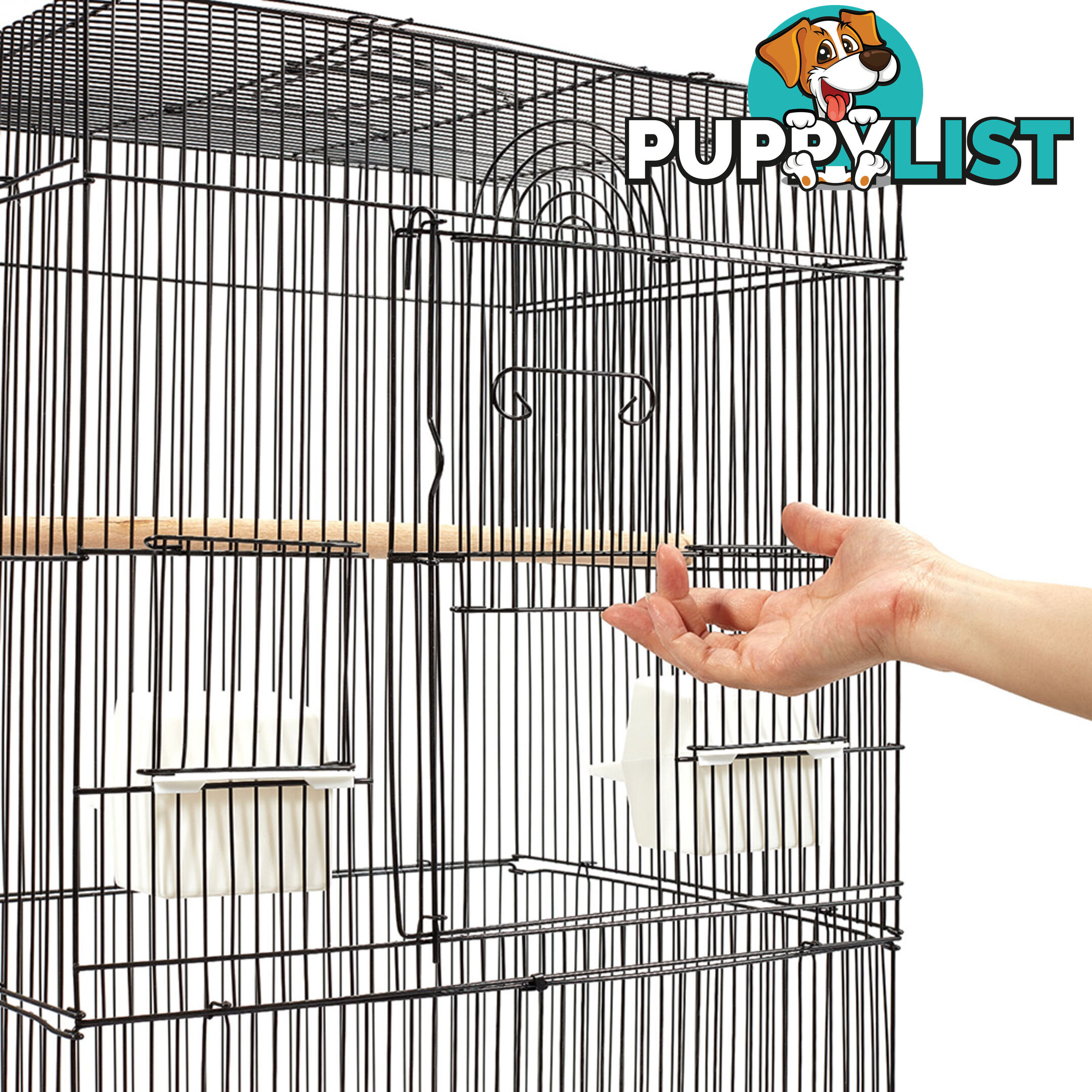 88cm Medium Bird Cage Parrot Budgie Canary Pet Carry Wrough Iron Aviary Black