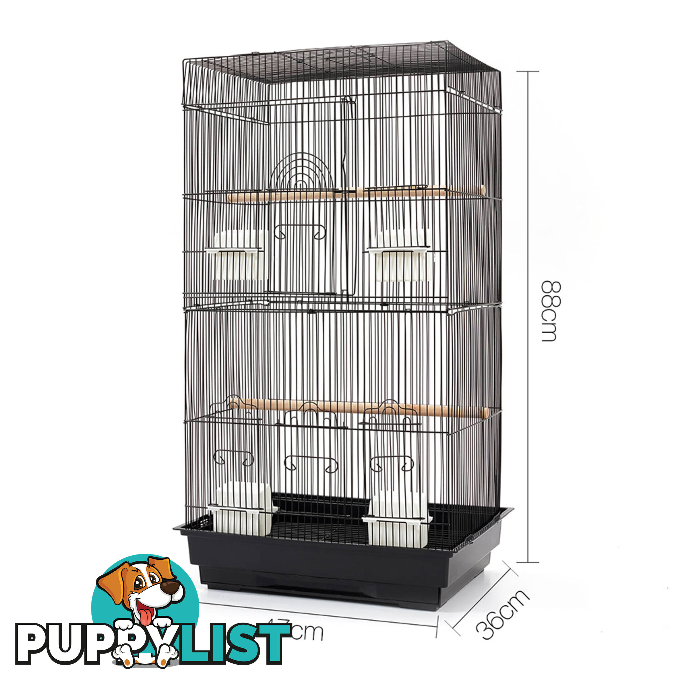 88cm Medium Bird Cage Parrot Budgie Canary Pet Carry Wrough Iron Aviary Black