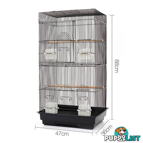 88cm Medium Bird Cage Parrot Budgie Canary Pet Carry Wrough Iron Aviary Black