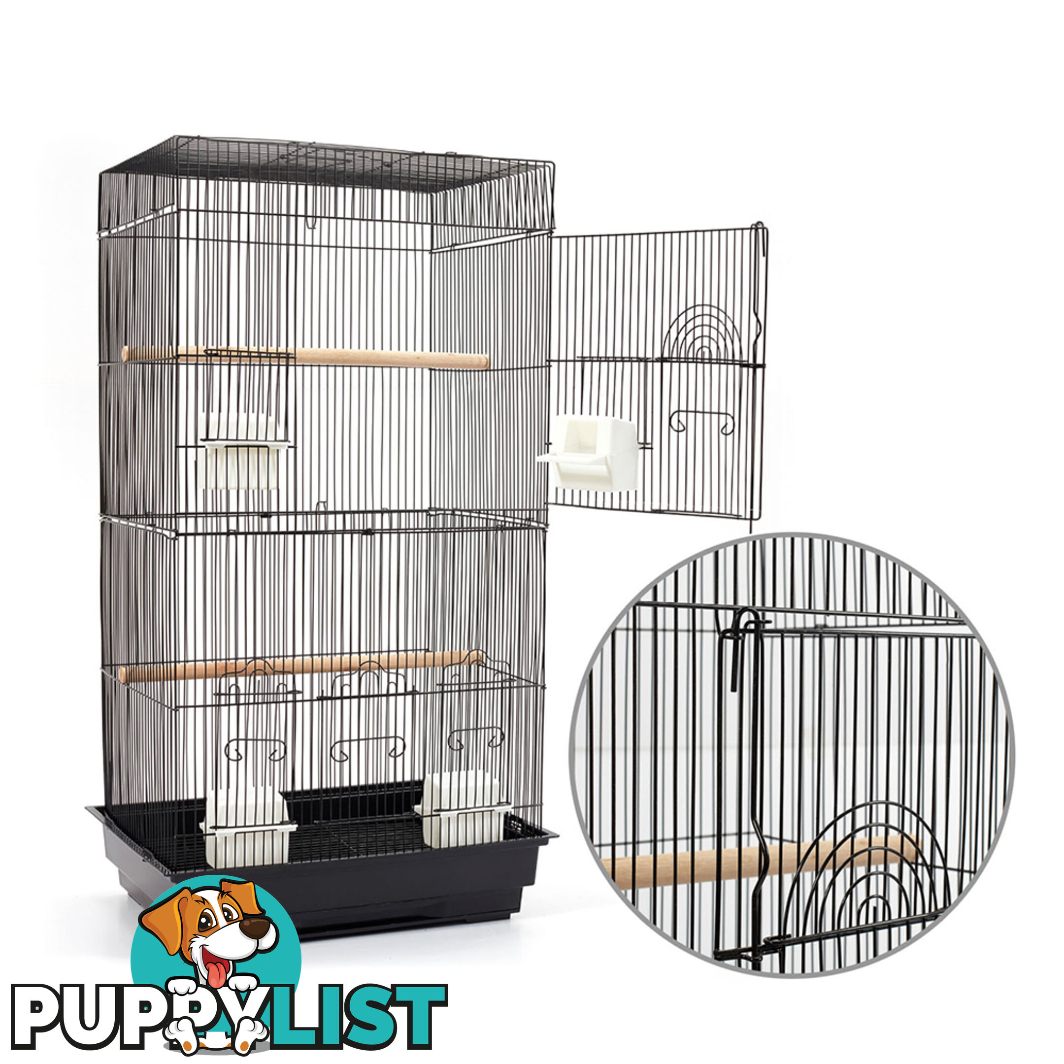 88cm Medium Bird Cage Parrot Budgie Canary Pet Carry Wrough Iron Aviary Black