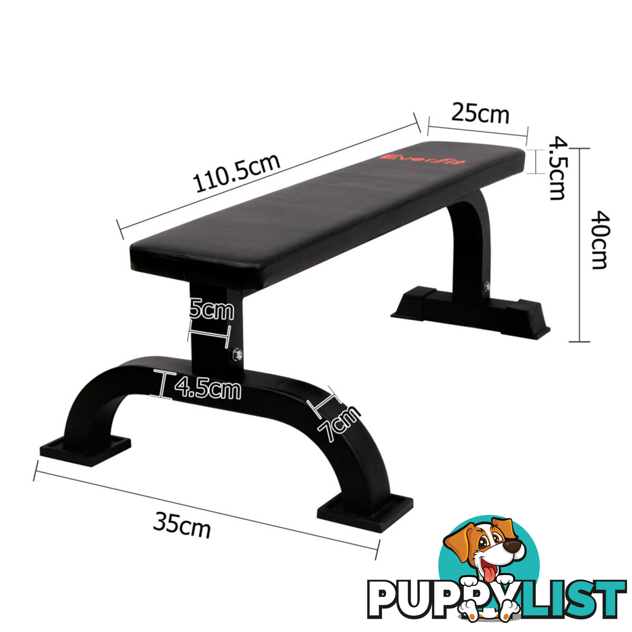 Fitness Flat Weight Bench Black