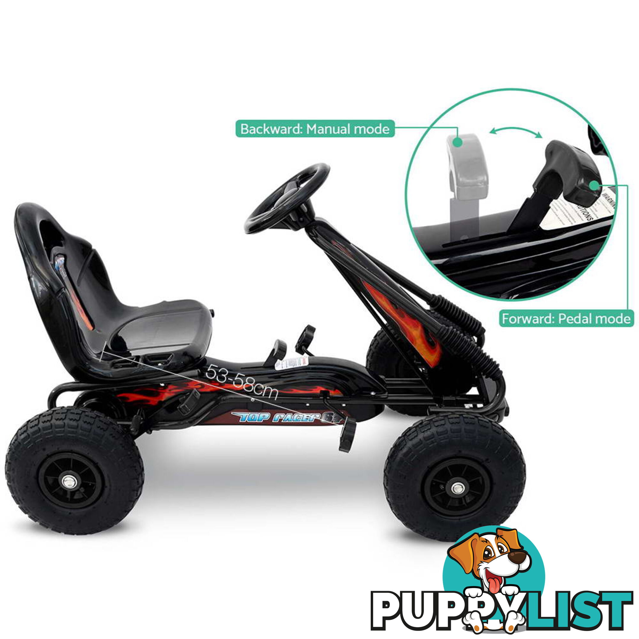 Kids Pedal Go Kart - Black