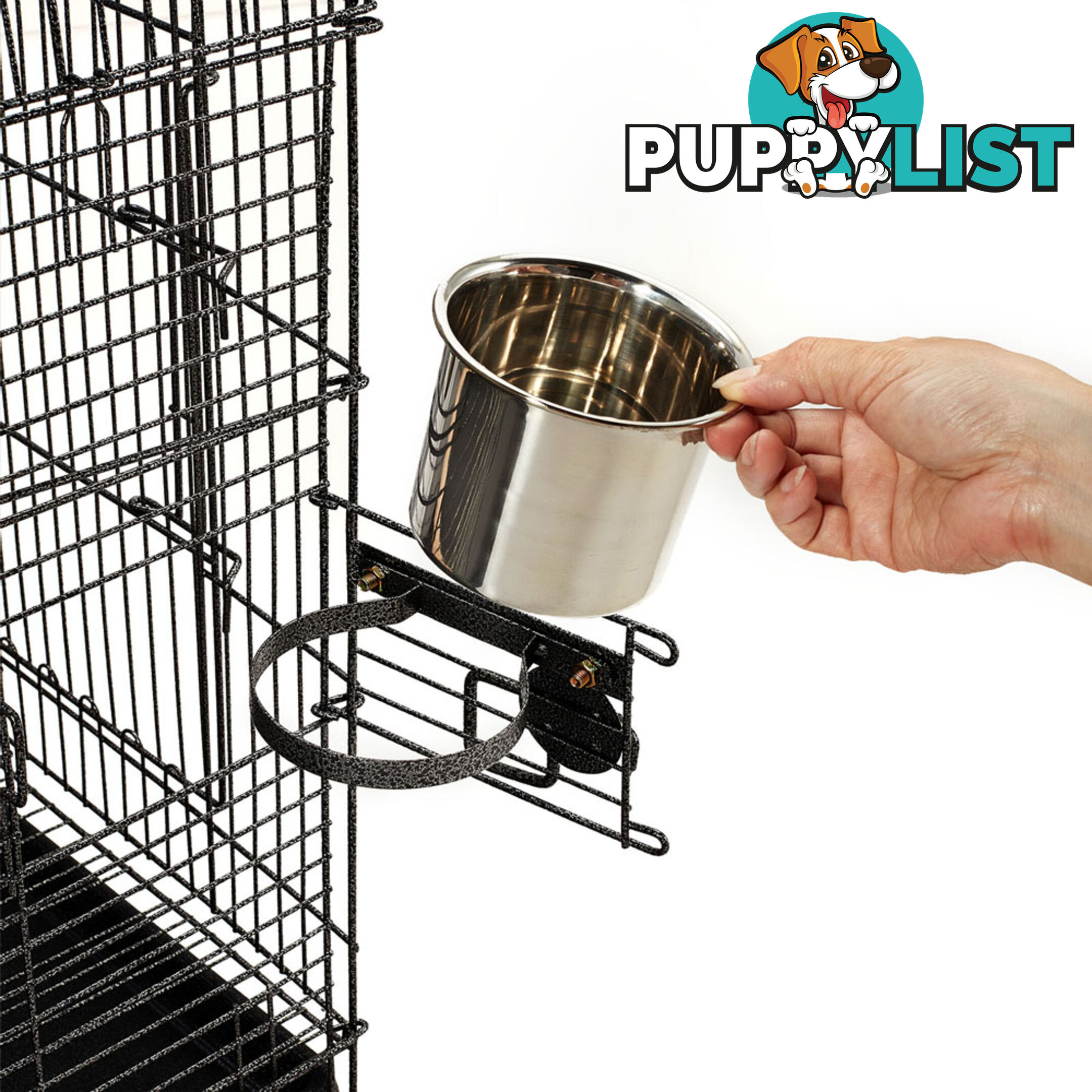 New 150cm Bird Cage Canary Parrot Budgie Pet Aviary Stand Wheel Open Roof Black