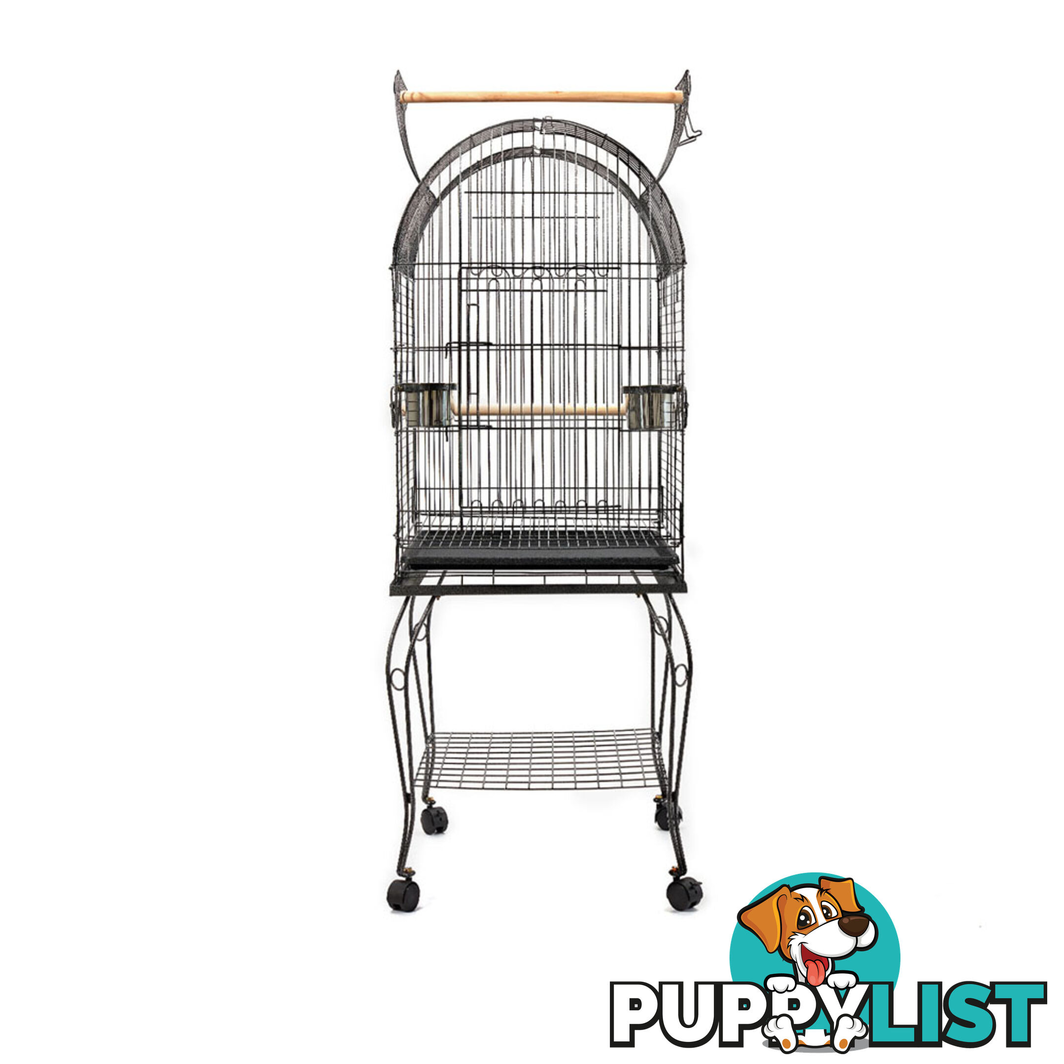 New 150cm Bird Cage Canary Parrot Budgie Pet Aviary Stand Wheel Open Roof Black