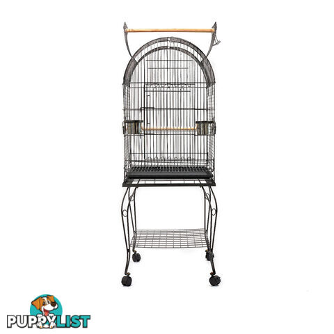 New 150cm Bird Cage Canary Parrot Budgie Pet Aviary Stand Wheel Open Roof Black