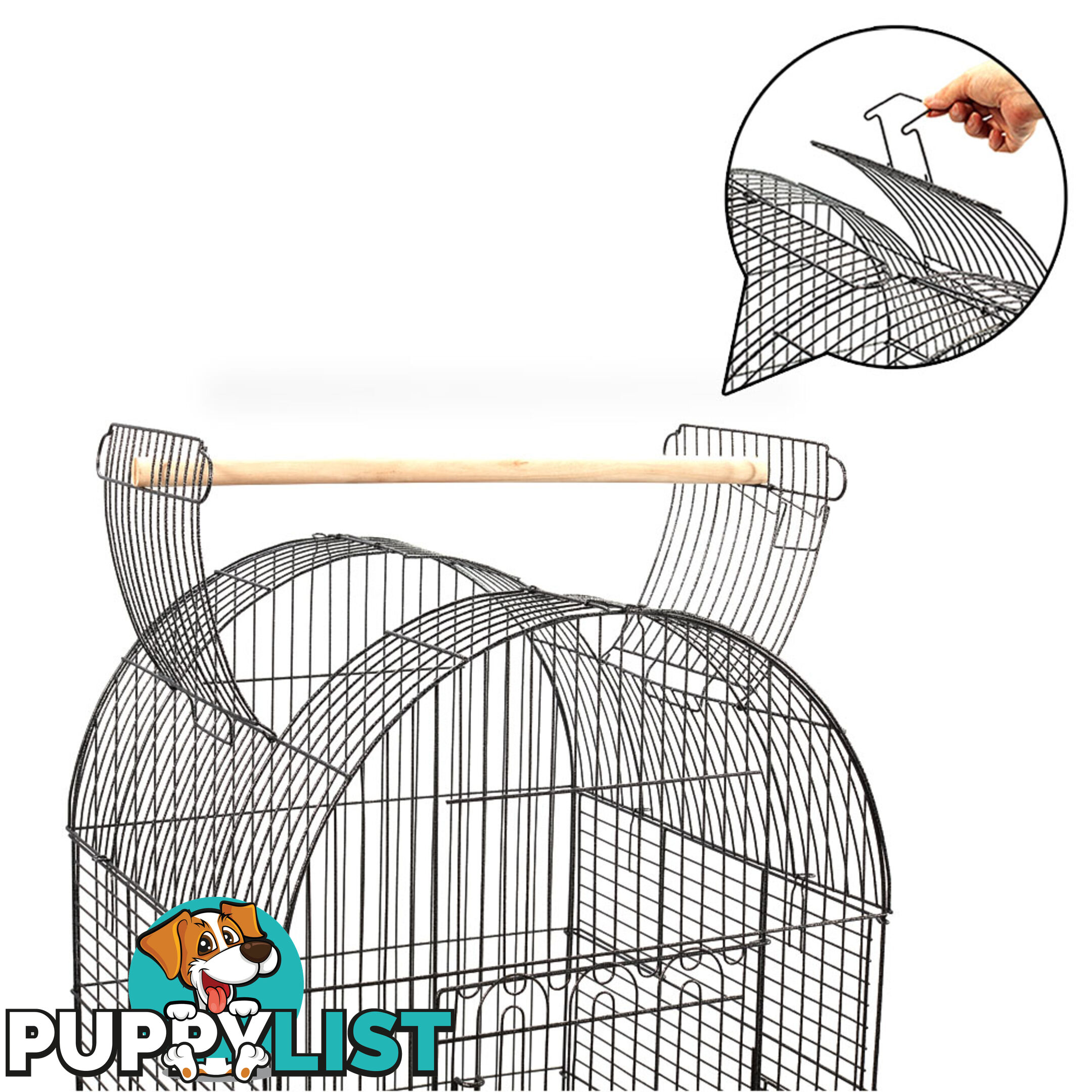 New 150cm Bird Cage Canary Parrot Budgie Pet Aviary Stand Wheel Open Roof Black