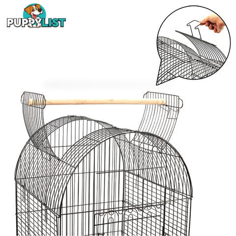 New 150cm Bird Cage Canary Parrot Budgie Pet Aviary Stand Wheel Open Roof Black