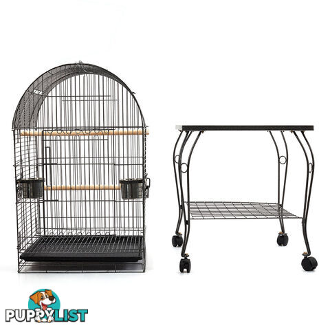 New 150cm Bird Cage Canary Parrot Budgie Pet Aviary Stand Wheel Open Roof Black