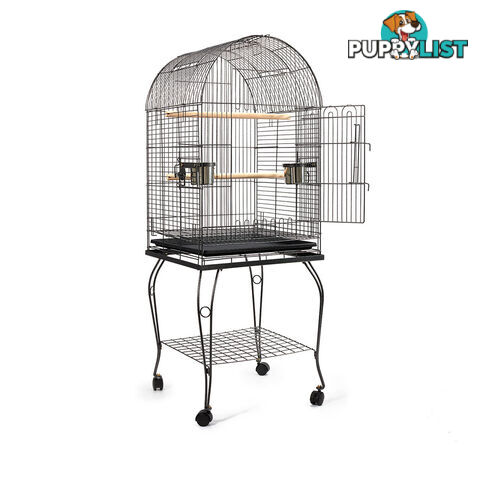 New 150cm Bird Cage Canary Parrot Budgie Pet Aviary Stand Wheel Open Roof Black