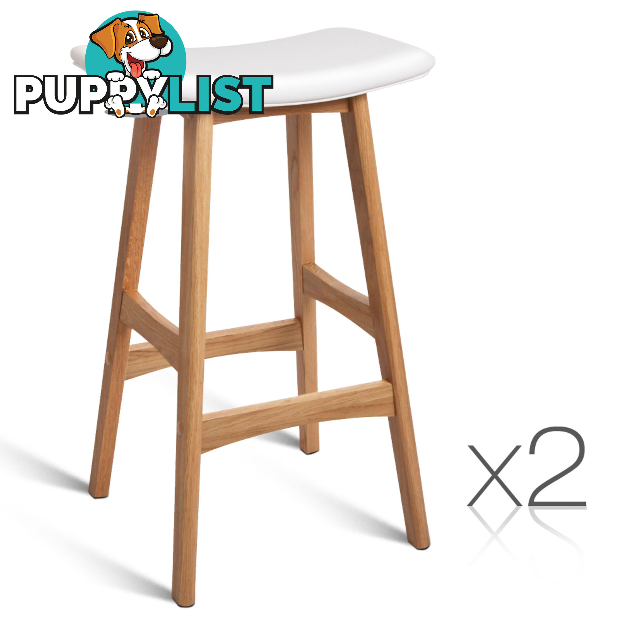 Set of 2 High Seat Barstools White