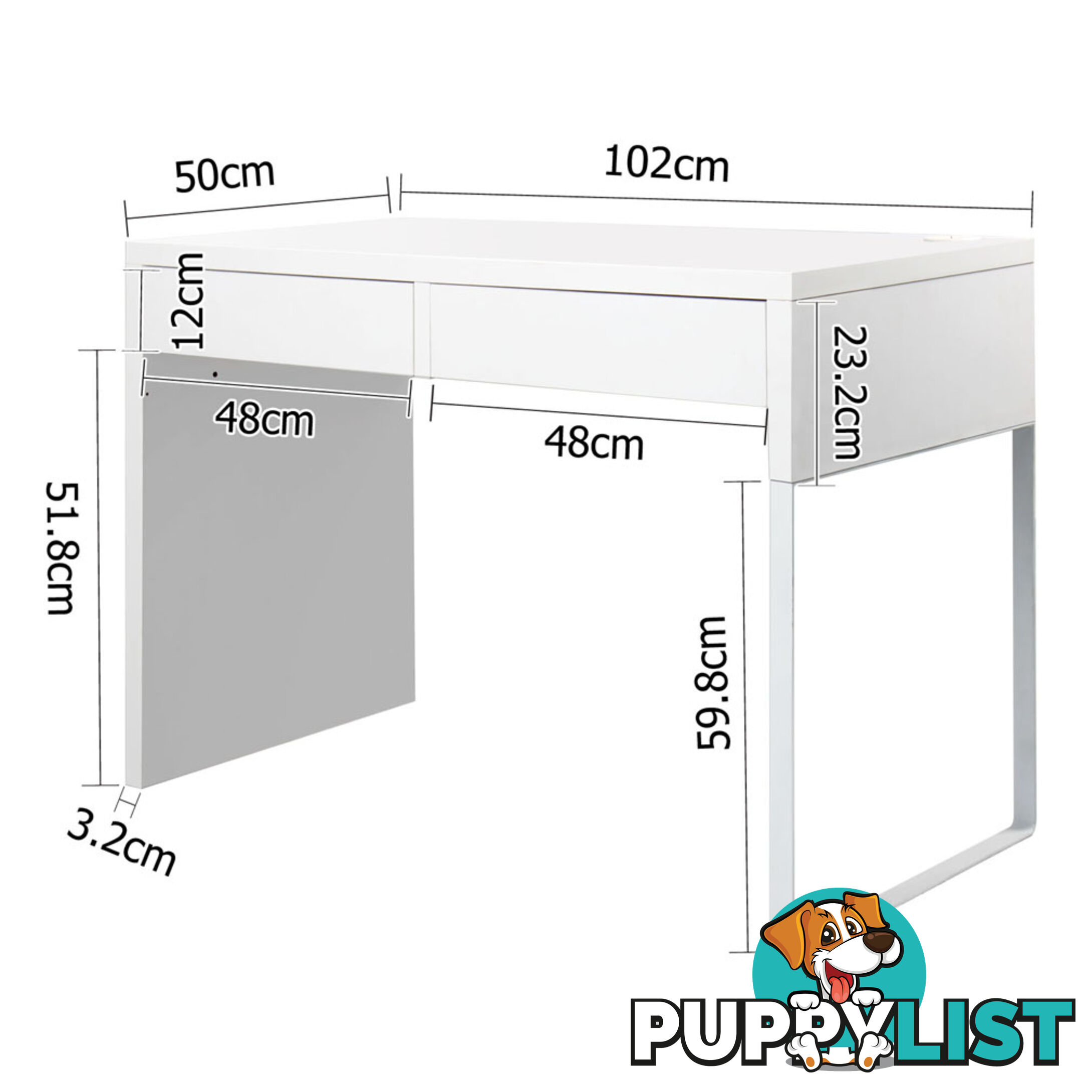 Office Computer Desk Table w/ Drawers White