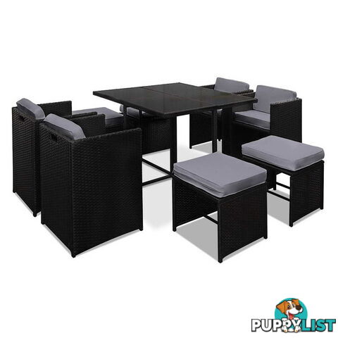 Hawaii Dining 9 Seater Set _ Black & Grey