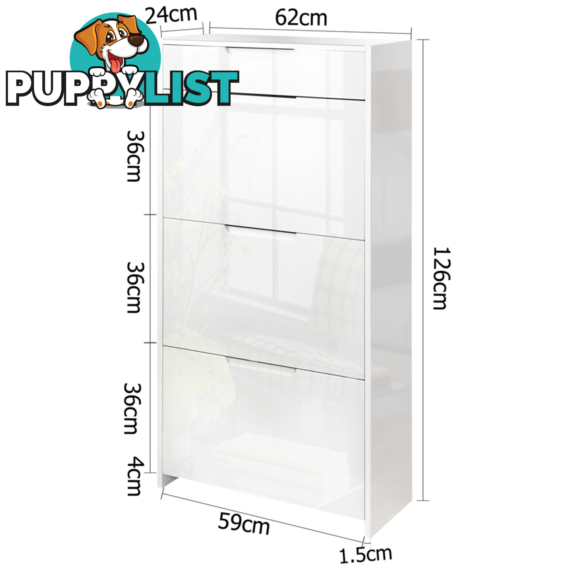 High Gloss Shoe Cabinet Rack White