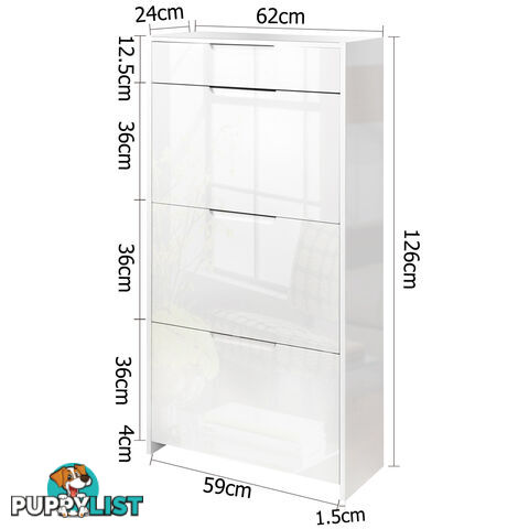 High Gloss Shoe Cabinet Rack White