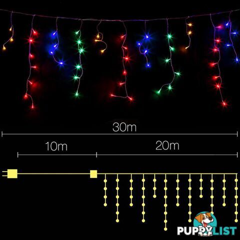 Multicolour 800 LED Fairy Icicle Lights Outdoor Indoor Decoration Wedding Party