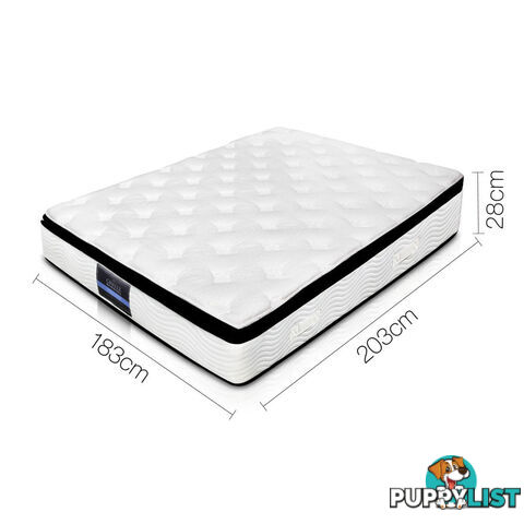 Luxury Mattress 28cm Natural Latex Pillow Top 5 Zone Pocket Spring Bed King