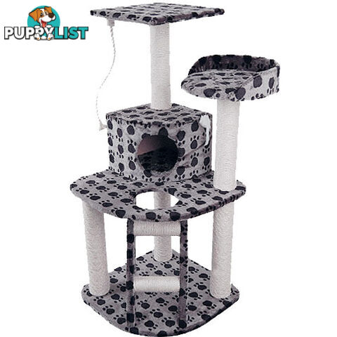 120cm Cat Post Furniture Tree Gym House Condo Kitten Scratching Poles Black Grey