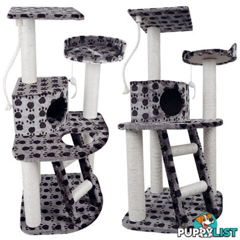 120cm Cat Post Furniture Tree Gym House Condo Kitten Scratching Poles Black Grey