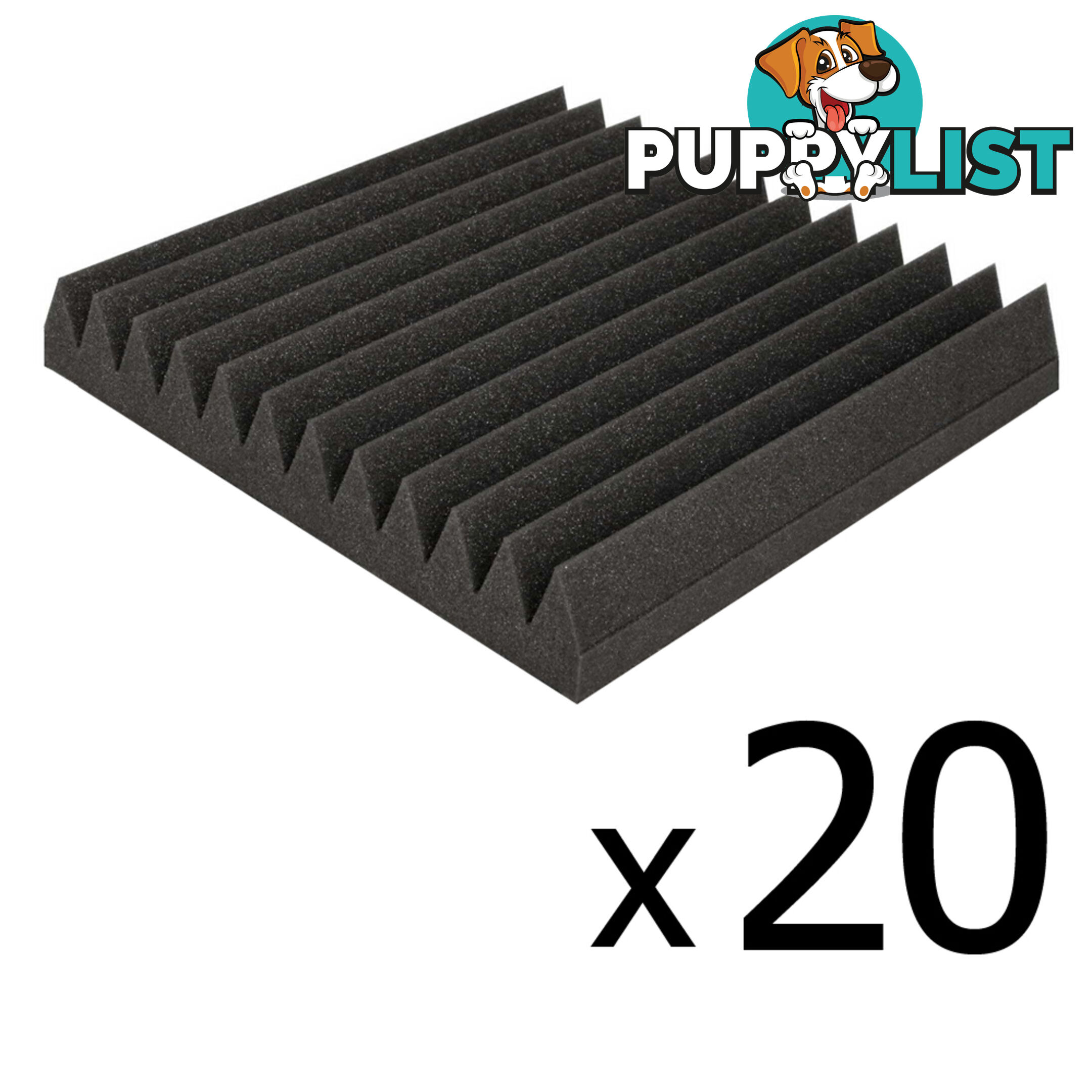 20 x Studio Wedge Acoustic Foam Charcoal 30 x 30cm