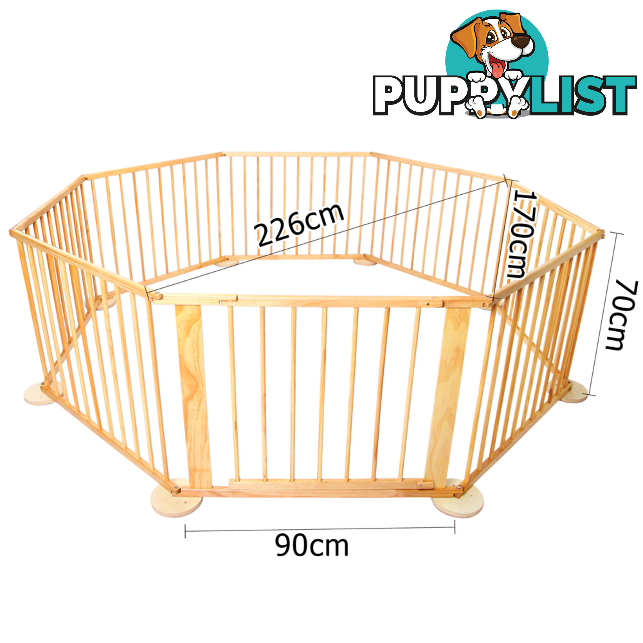 8 Panel Sturdy Baby Playpen Natural Wooden Kids Toddler Safety Divider Gate