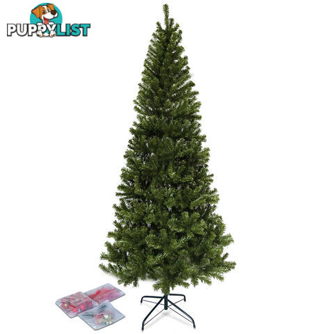 7FT Premium Christmas Tree Free Ornament 210CM Xmas Decorate Steel Base Green