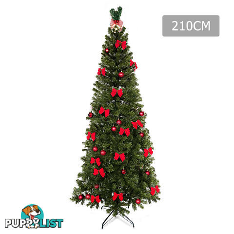 7FT Premium Christmas Tree Free Ornament 210CM Xmas Decorate Steel Base Green