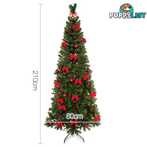 7FT Premium Christmas Tree Free Ornament 210CM Xmas Decorate Steel Base Green