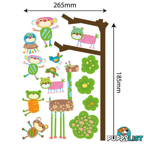 Medium Size Funky Monkeys in a Tree Wall Stickers  - Totally movable