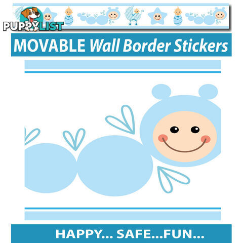 Blue Baby Caterpillar Wall Border Stickers - Totally Movable