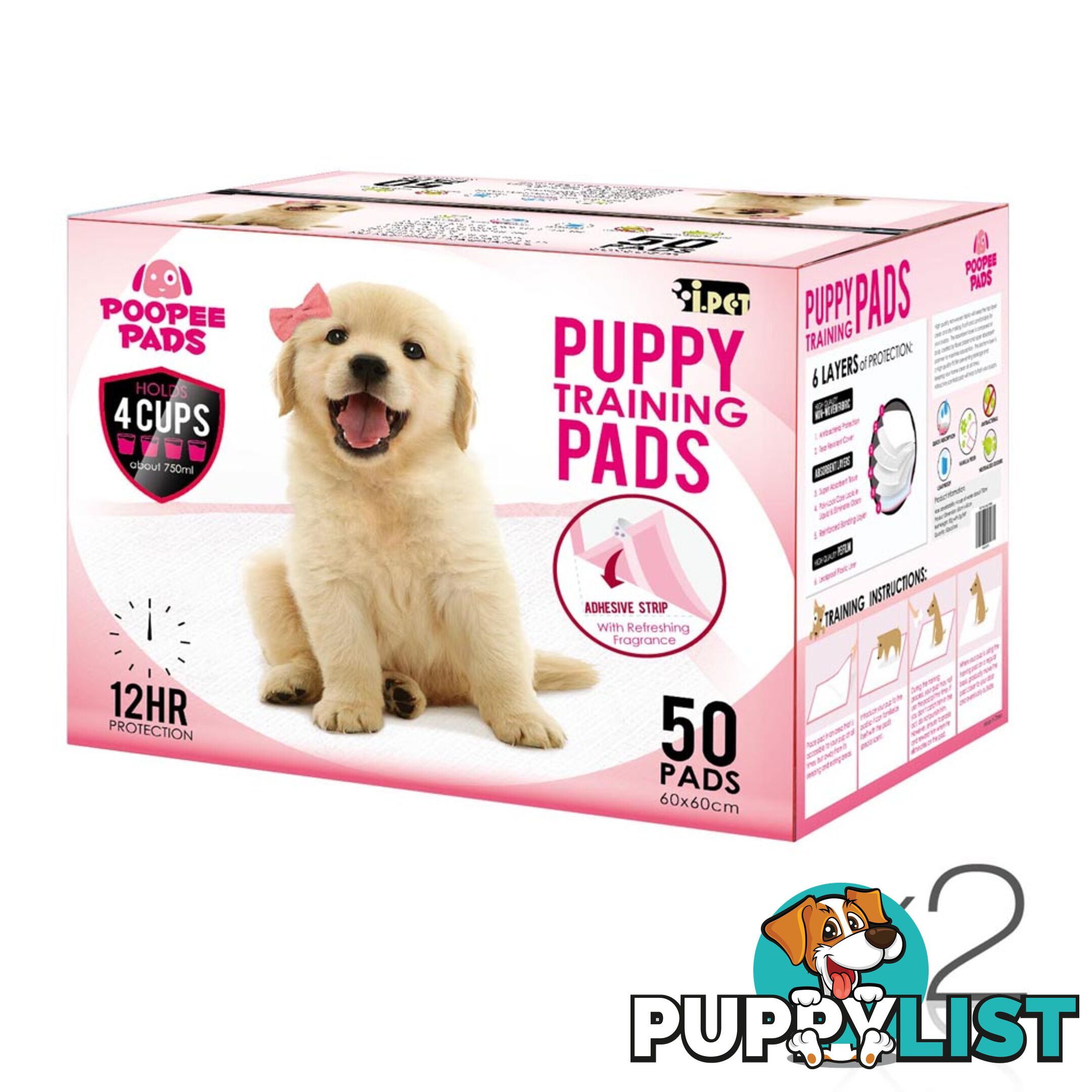 100 Puppy Toilet Pads Super Absorbent Pet Cat Dog Pee Potty Training Pad Pink