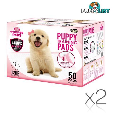 100 Puppy Toilet Pads Super Absorbent Pet Cat Dog Pee Potty Training Pad Pink