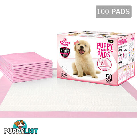 100 Puppy Toilet Pads Super Absorbent Pet Cat Dog Pee Potty Training Pad Pink