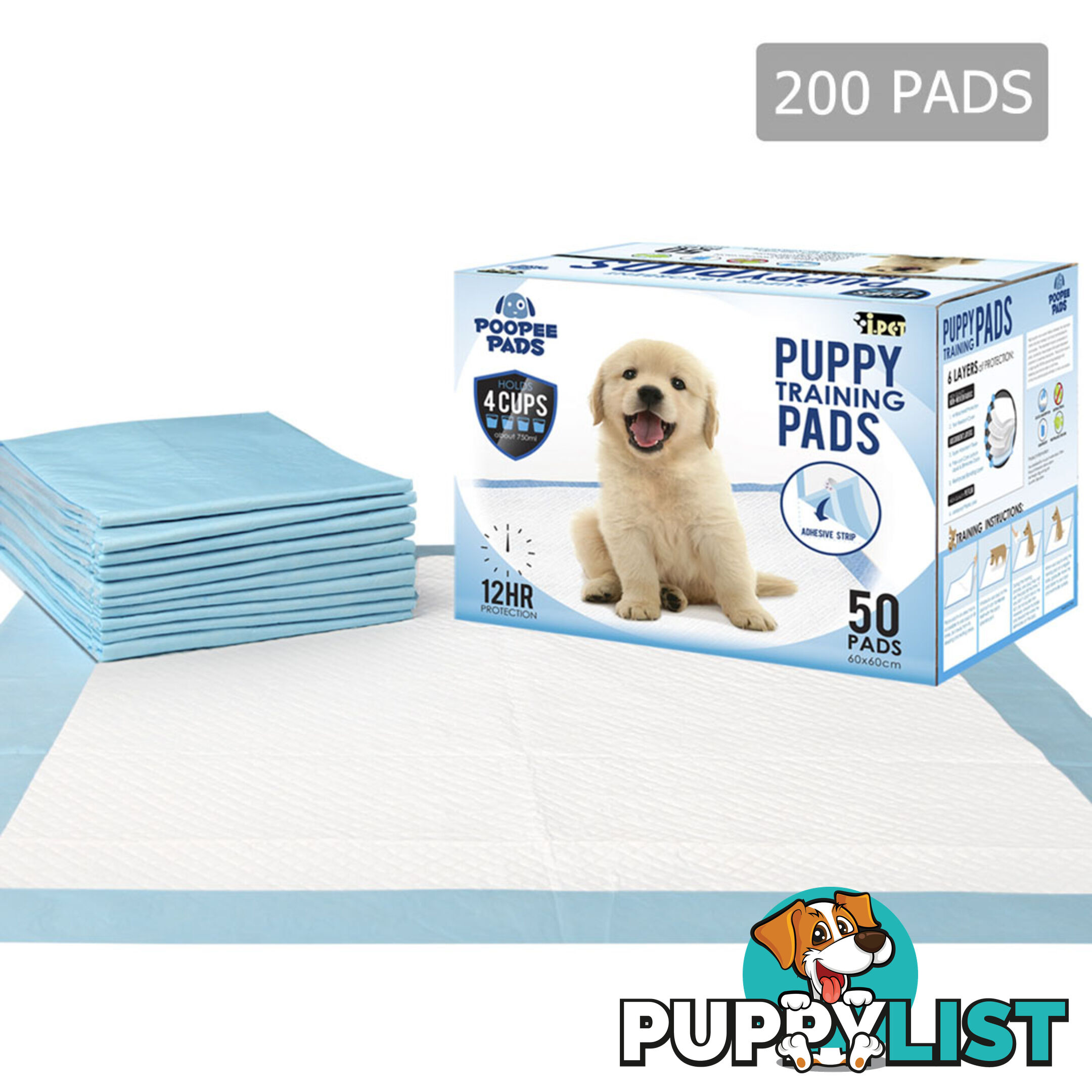 200 Puppy Toilet Pads Super Absorbent Pet Cat Dog Pee Potty Training Pad Blue