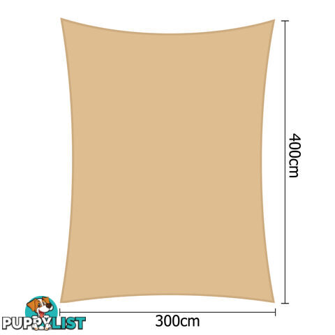 Heavy Duty Rectangle Shade Sail Cloth Sun Canopy Shadecloth 3 x 4 m Sand 280g/m2