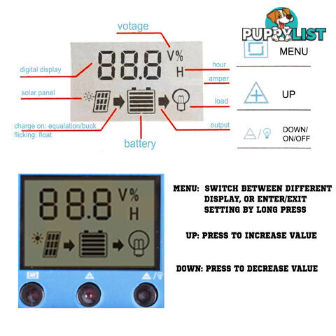 12V-24V 20A LCD Display PWM Solar Panel Regulator Charge Controller Timer PWN