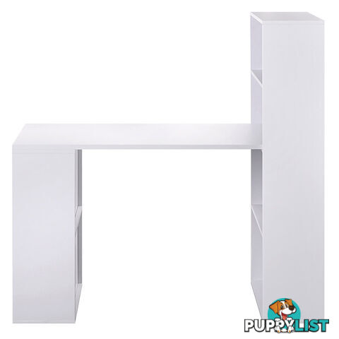 6 Storage Shelf Office Computer Desk White