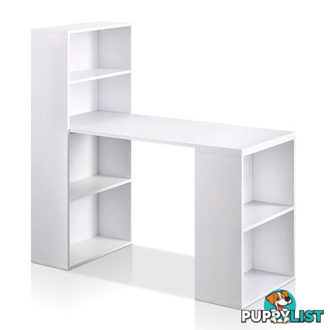 6 Storage Shelf Office Computer Desk White