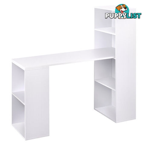 6 Storage Shelf Office Computer Desk White