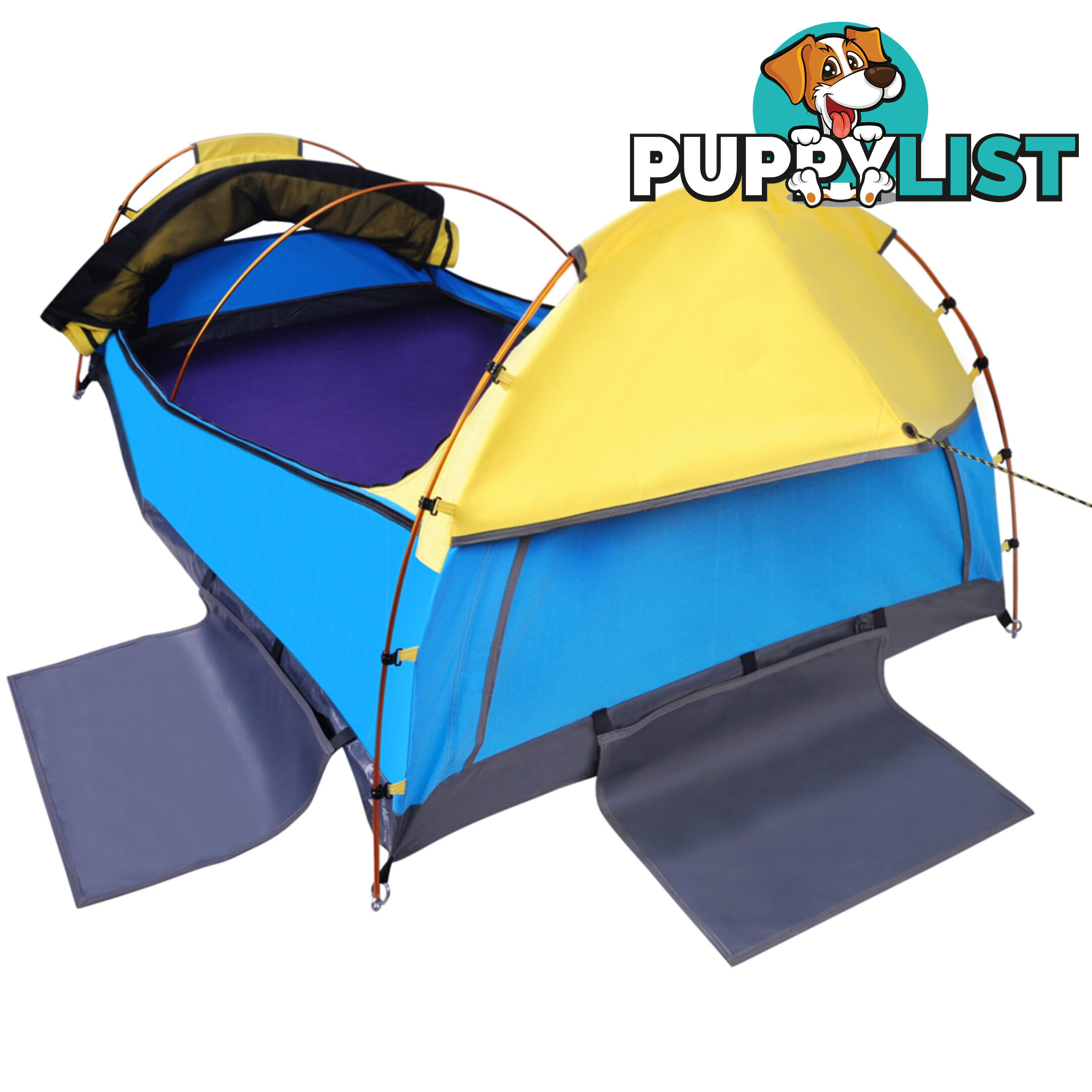 King Single Swag Camping Extra Large Deluxe Swags Canvas Tent Yellow Blue