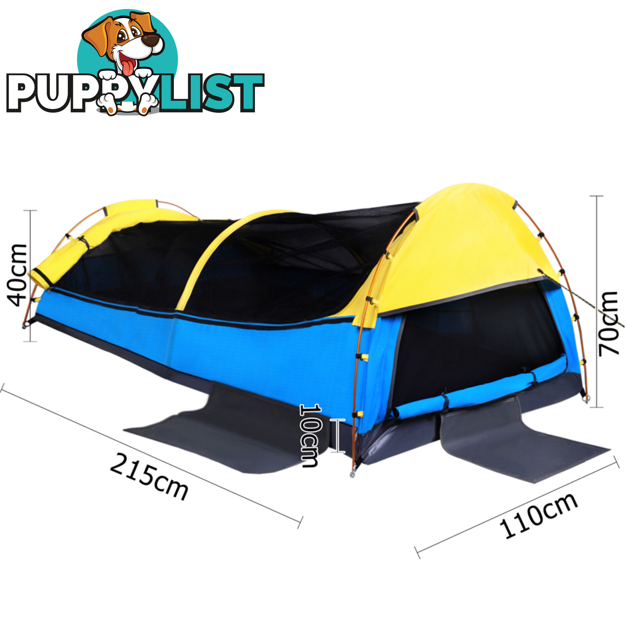 King Single Swag Camping Extra Large Deluxe Swags Canvas Tent Yellow Blue