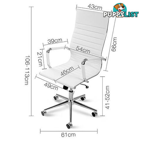 PU Leather High Back Executive Computer Office Chair Eames Replica White