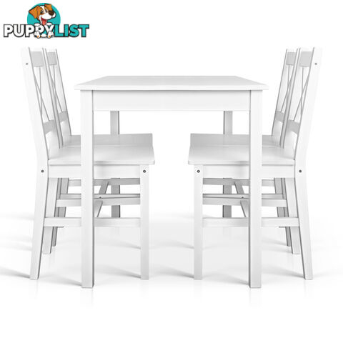 Pine Wood Dining Table Chairs Set Kitchen Cafe 5PCS 4 Seater Wooden Rectangular